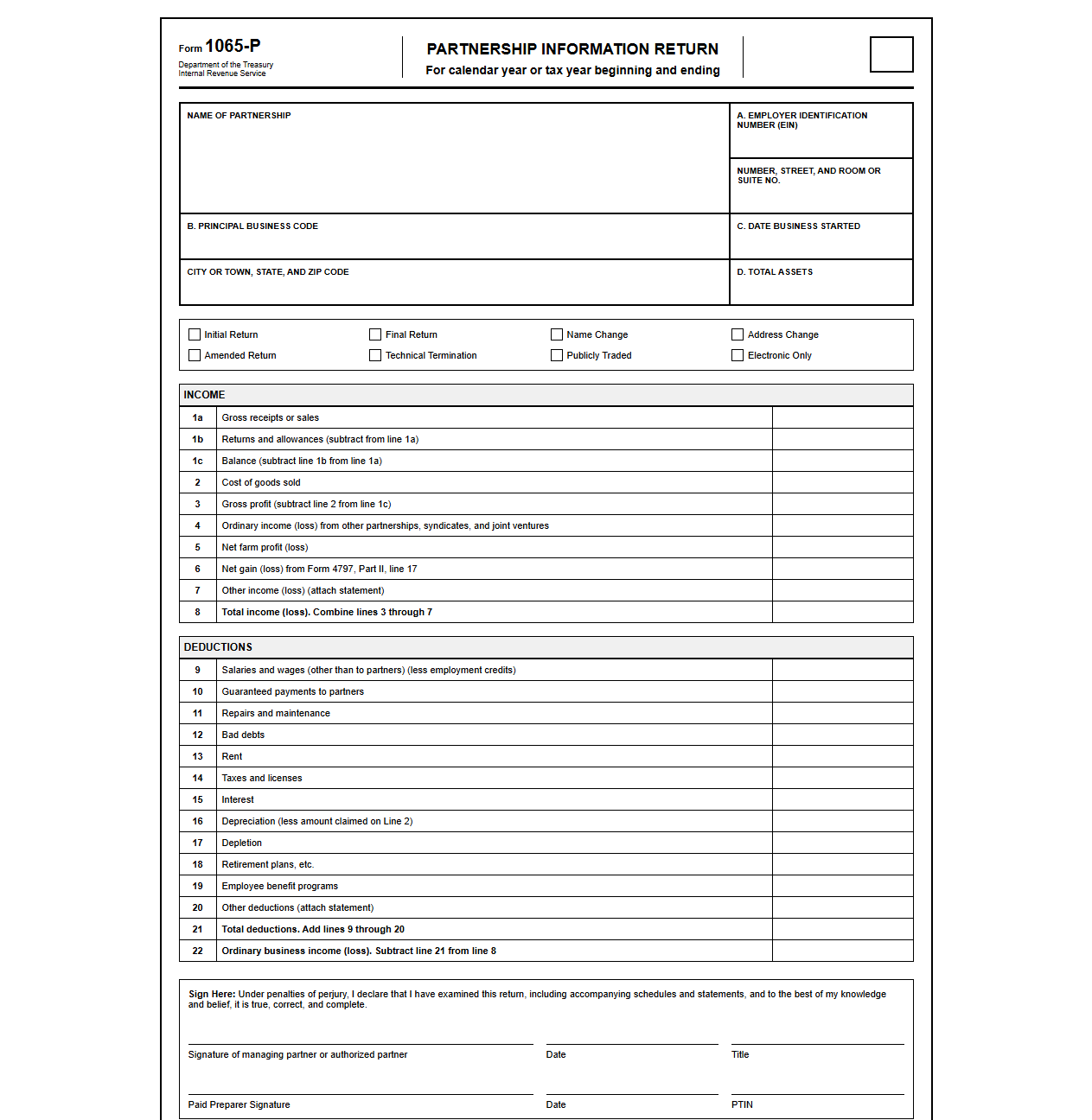 Partnership Information Return Form