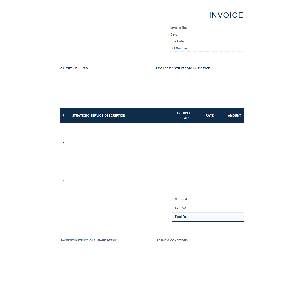 Professional Strategic Planner Invoice Template