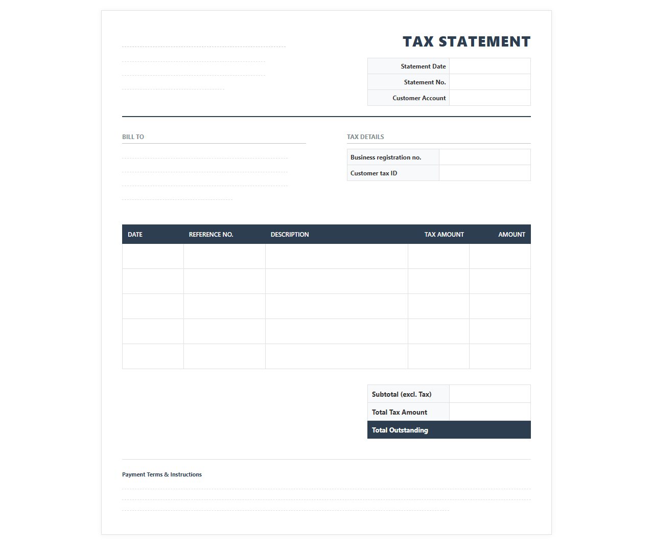 Professional Tax Invoice Statement Template