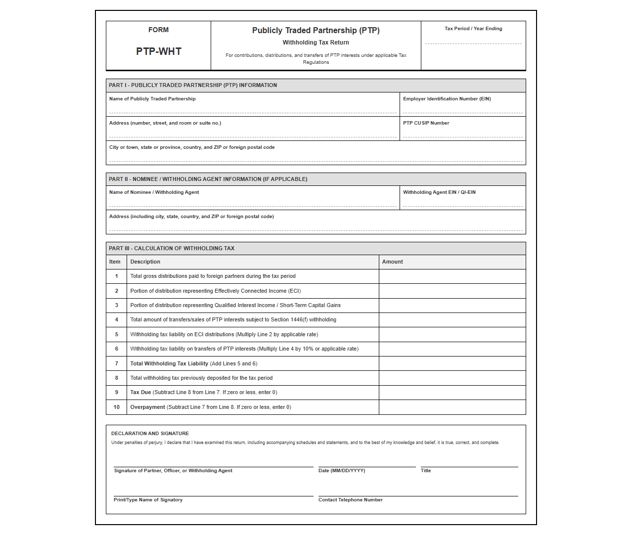 PTP Withholding Tax Return Template