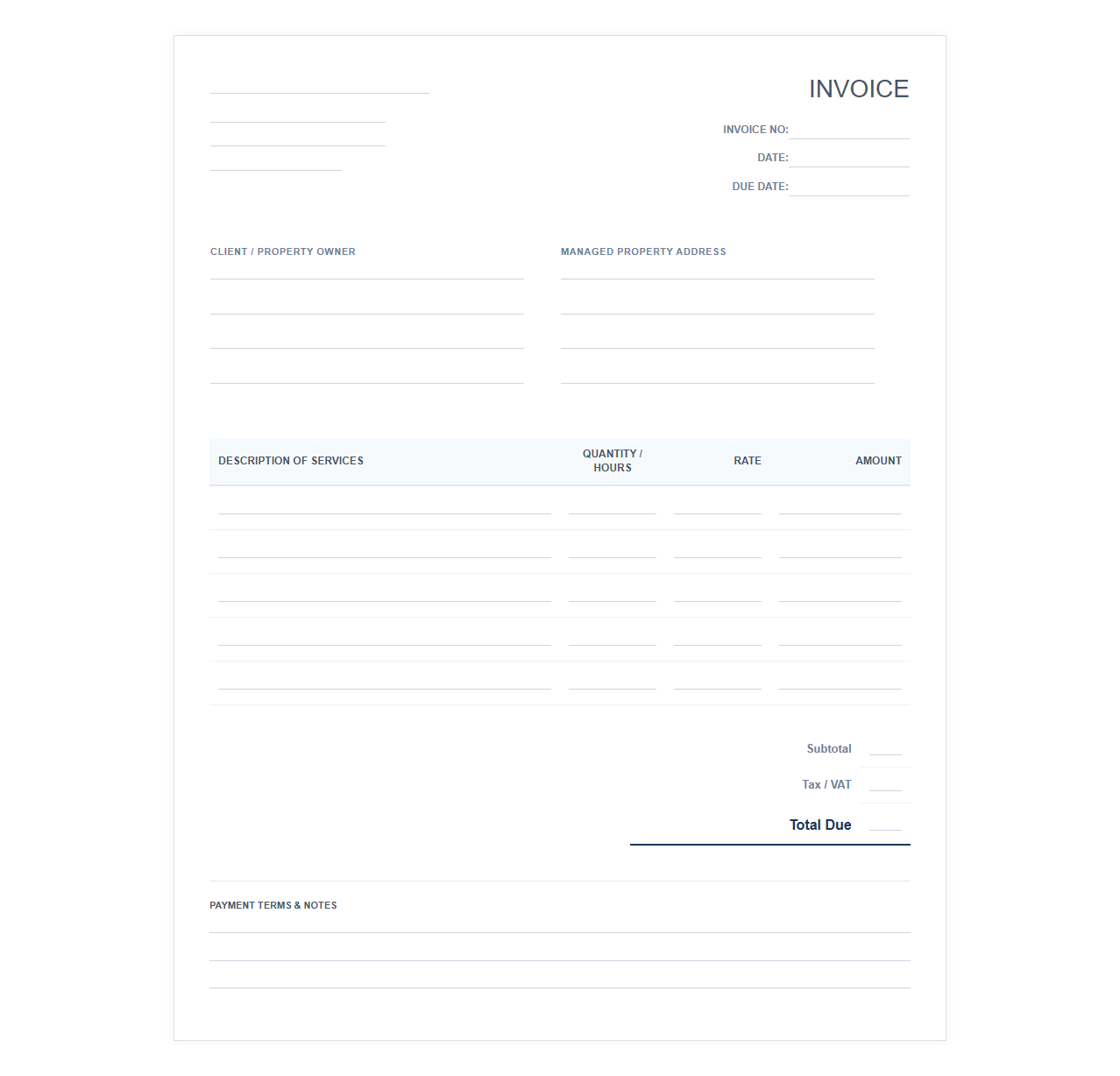 Real Estate Property Management Invoice