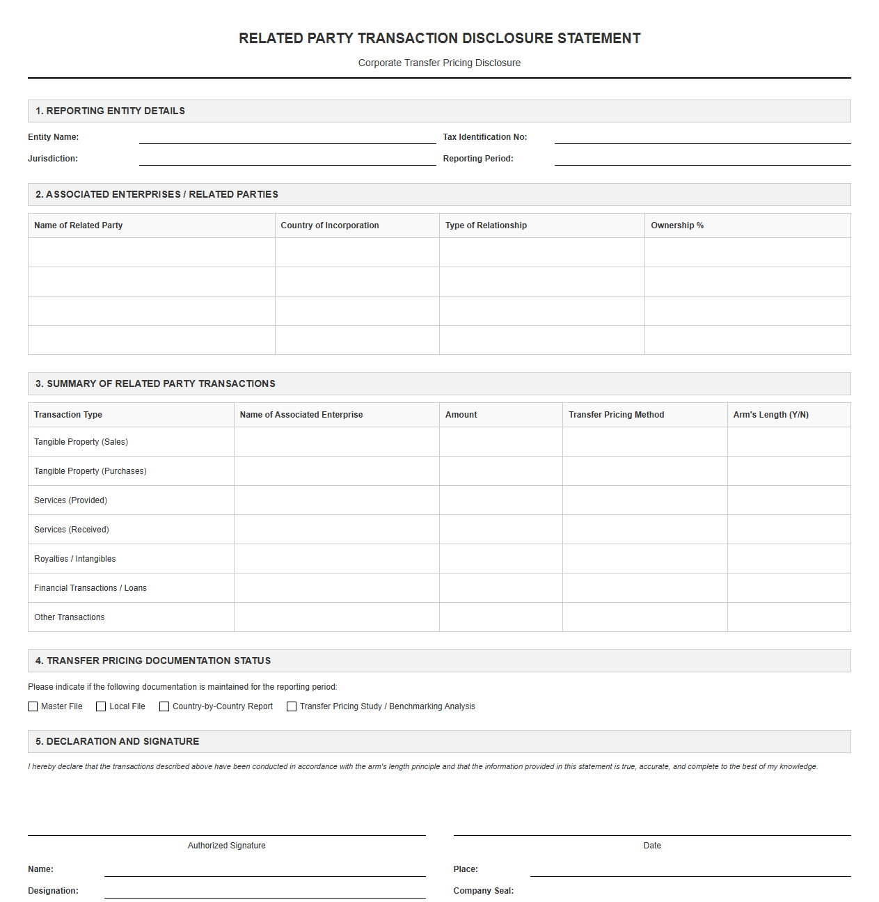 Related Party Transaction Disclosure Statement