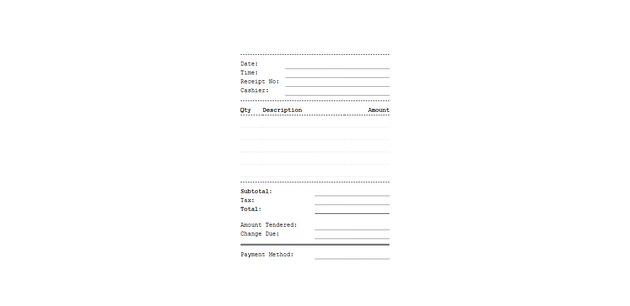 Simple B2C Cash Register Sales Receipt