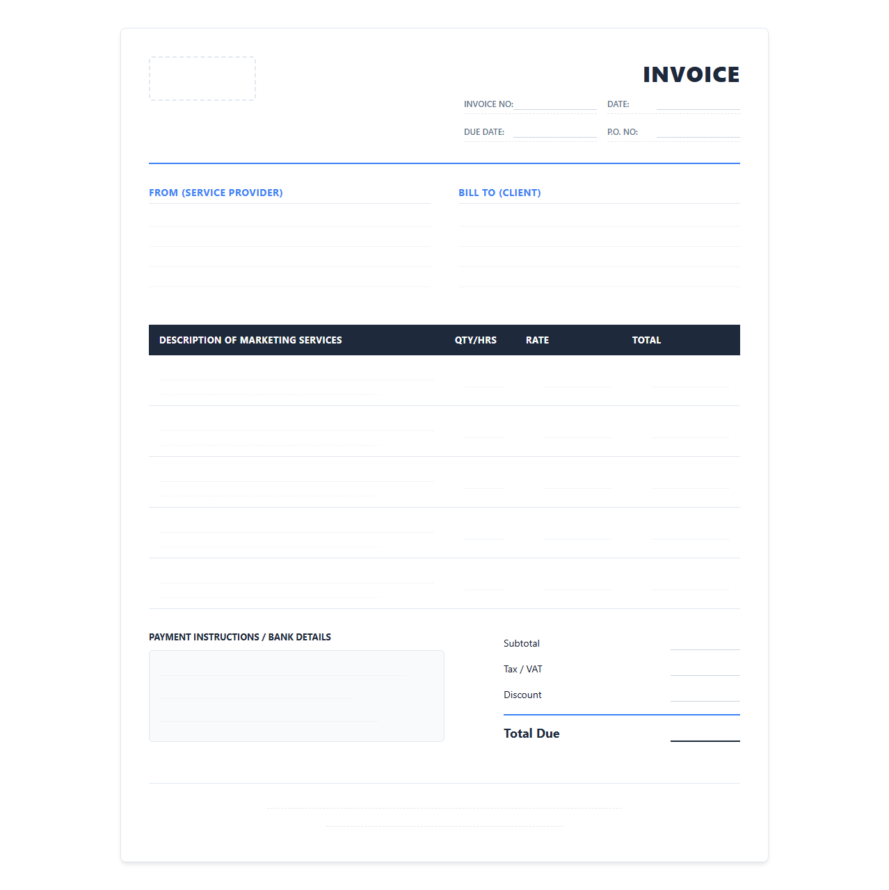 Social Media Marketing Invoice Template