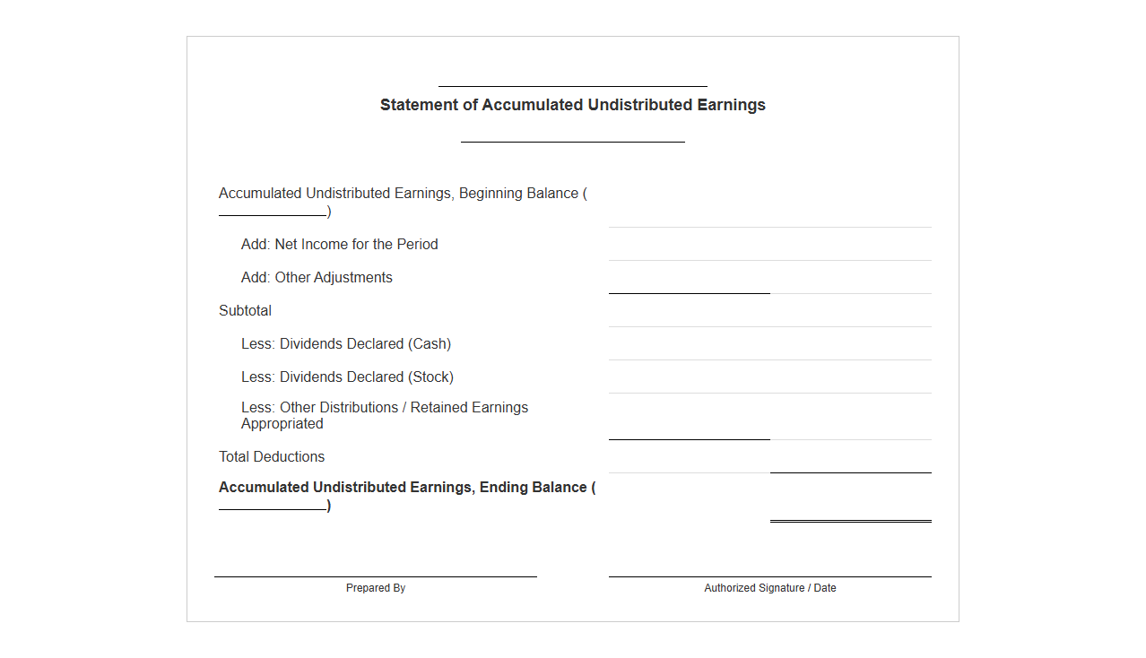 Statement of Accumulated Undistributed Earnings