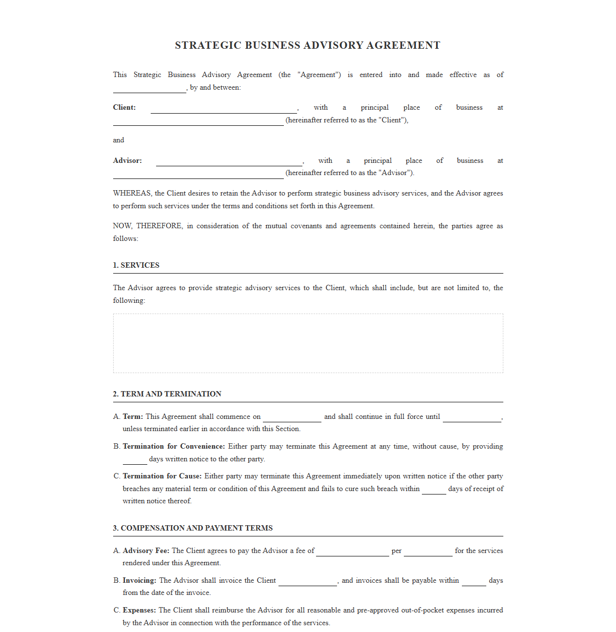 Strategic Business Advisory Contract Template