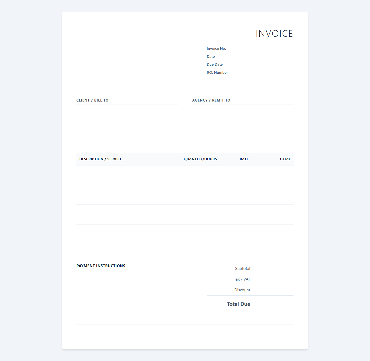 Agency Billing and Client Invoicing Template