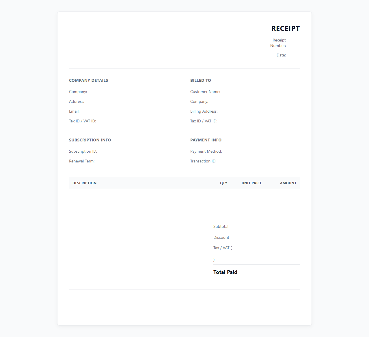 Annual SaaS Subscription Renewal Receipt