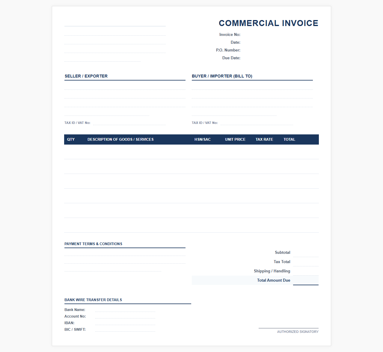 B2B Commercial Transaction Invoice