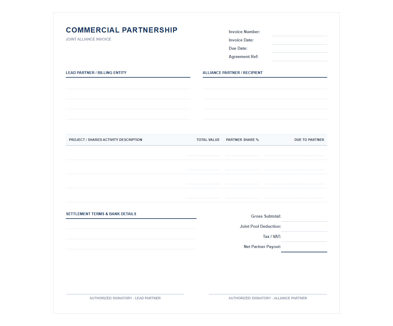 Business Alliance Commercial Invoice Template