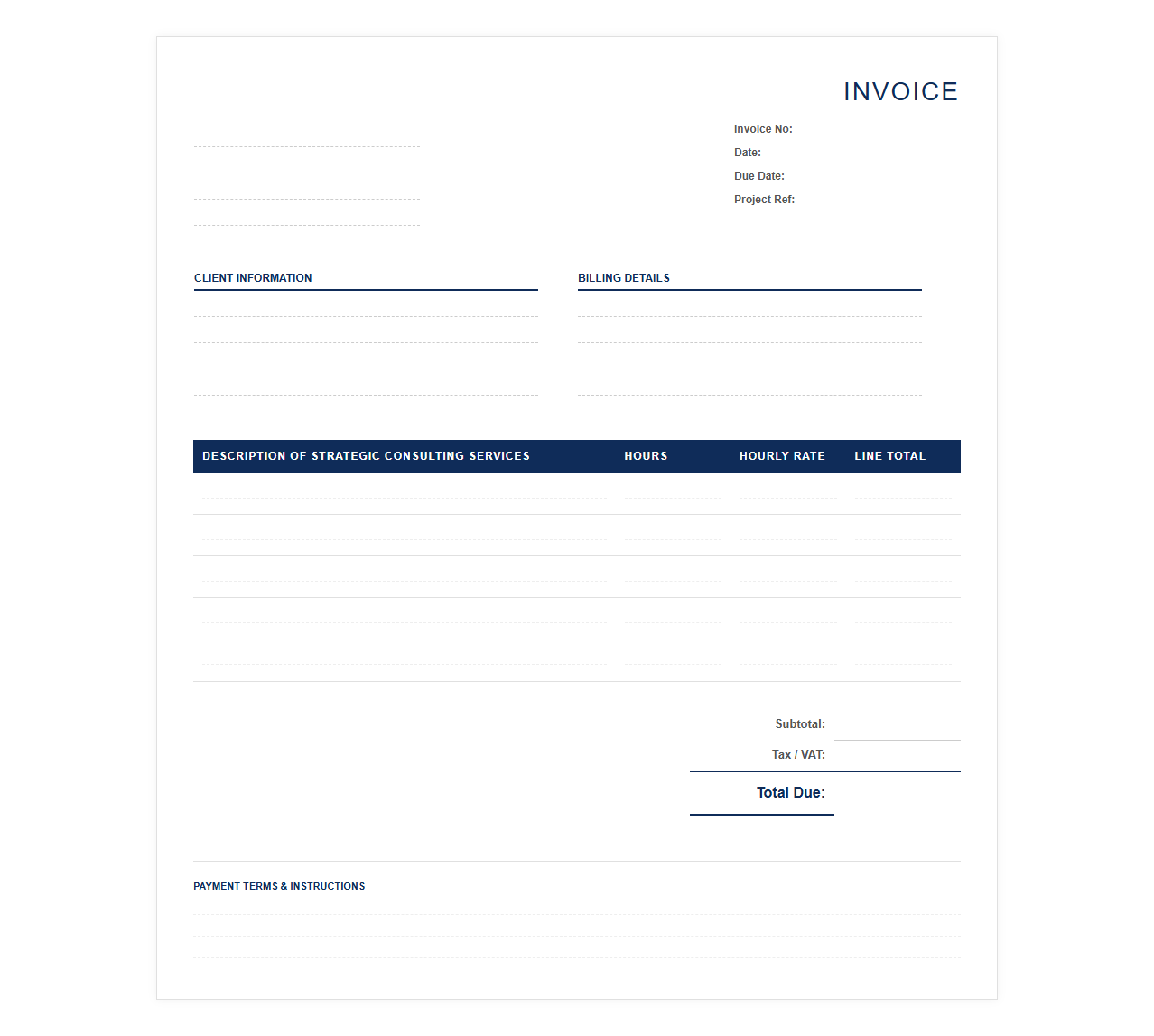 Business Strategy Commercial Consulting Invoice Template