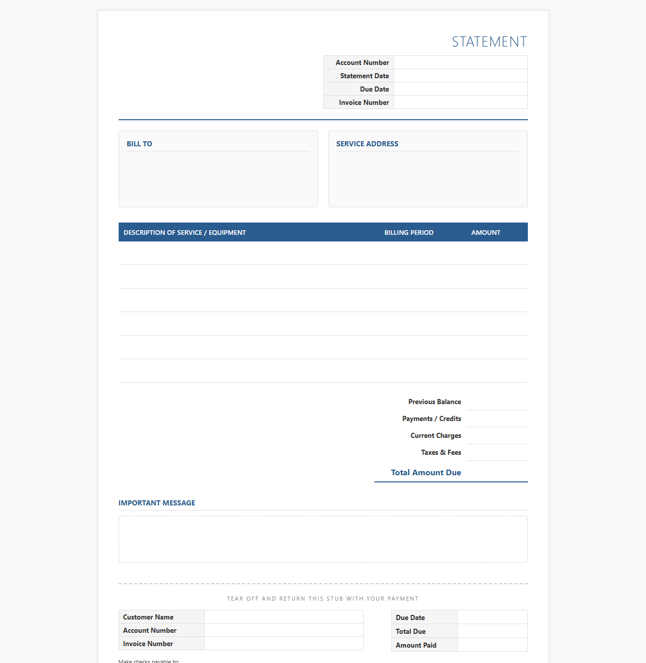 Cable Television Billing and Invoice Template