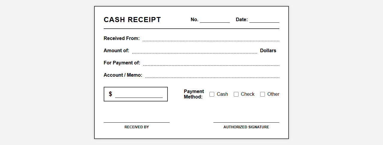 Cash Received Receipt Template