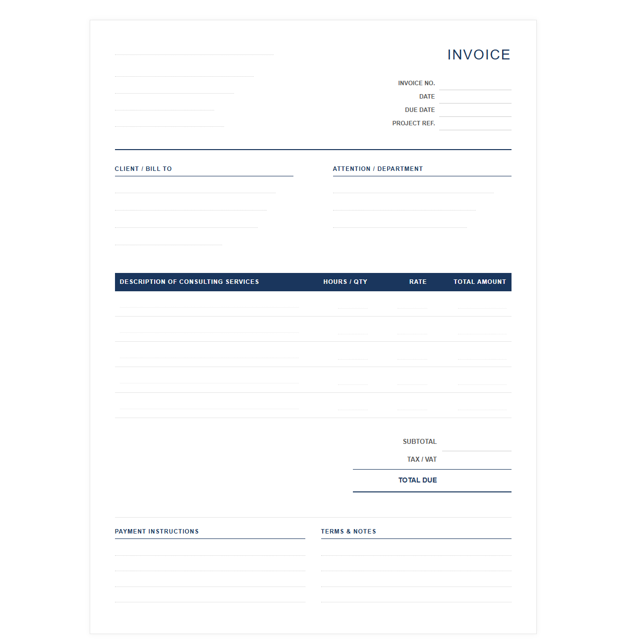 Corporate Advisory Commercial Consulting Invoice Template