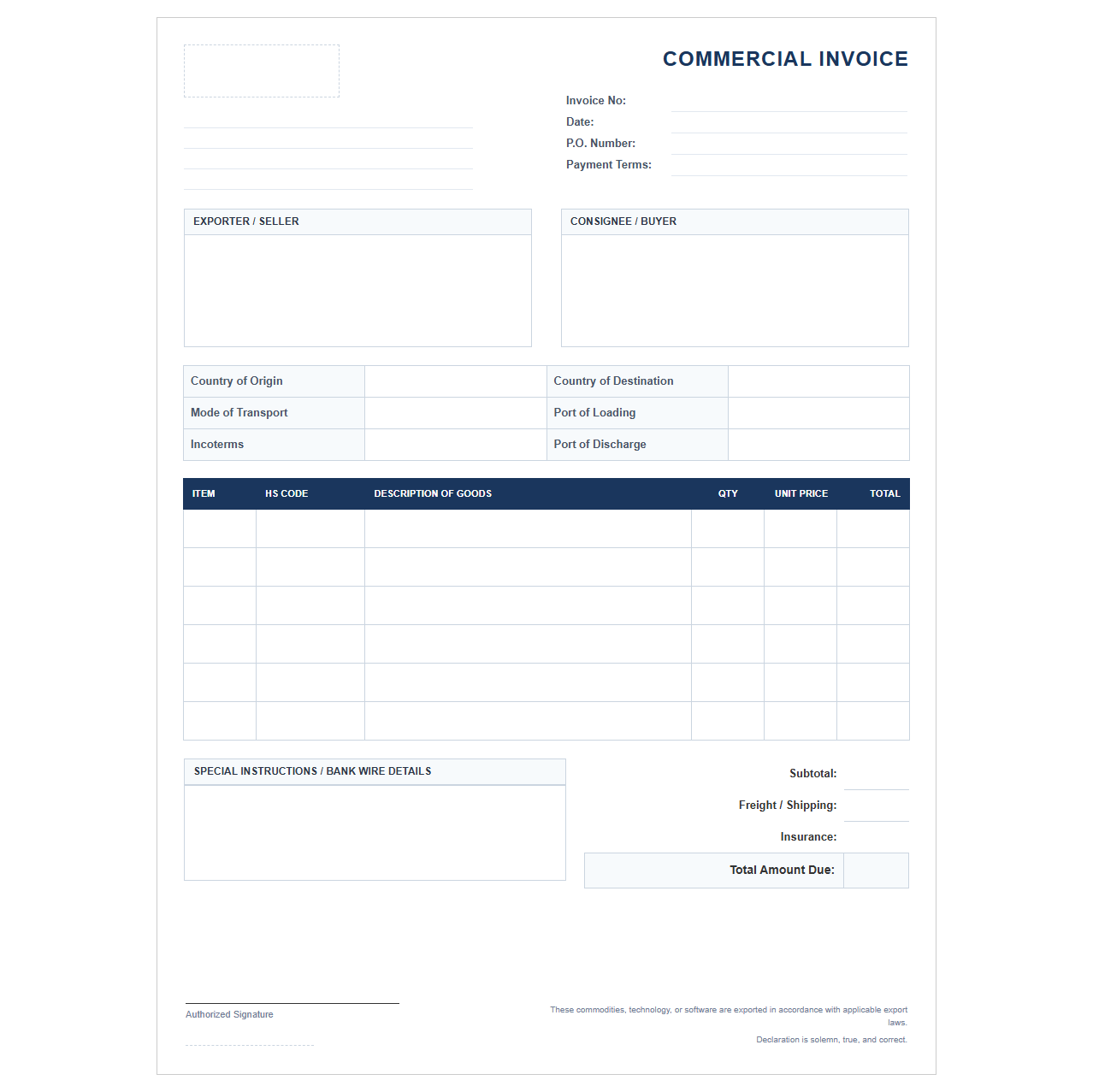 Corporate Commercial Sales Invoice Template