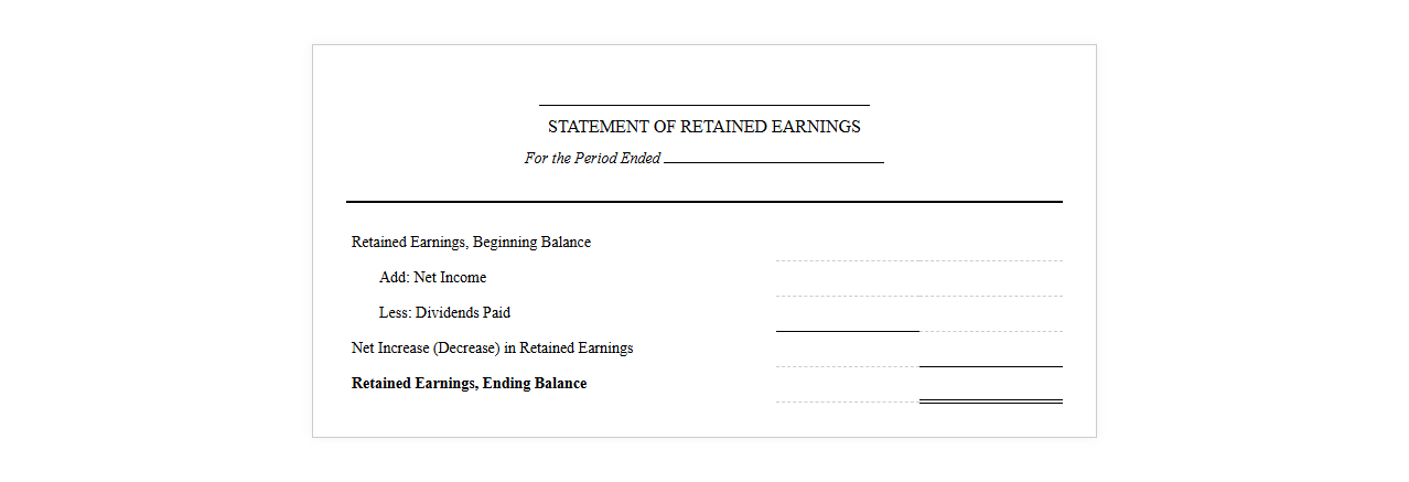 Corporate Retained Earnings Statement Template