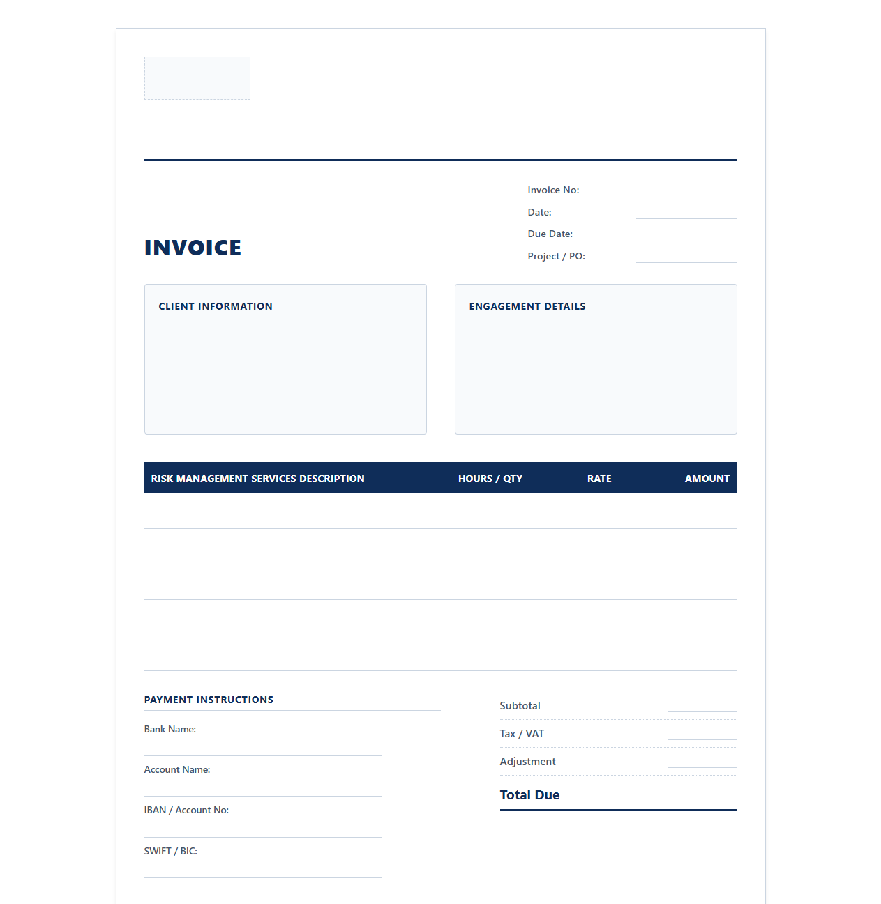 Corporate Risk Management Consultancy Invoice