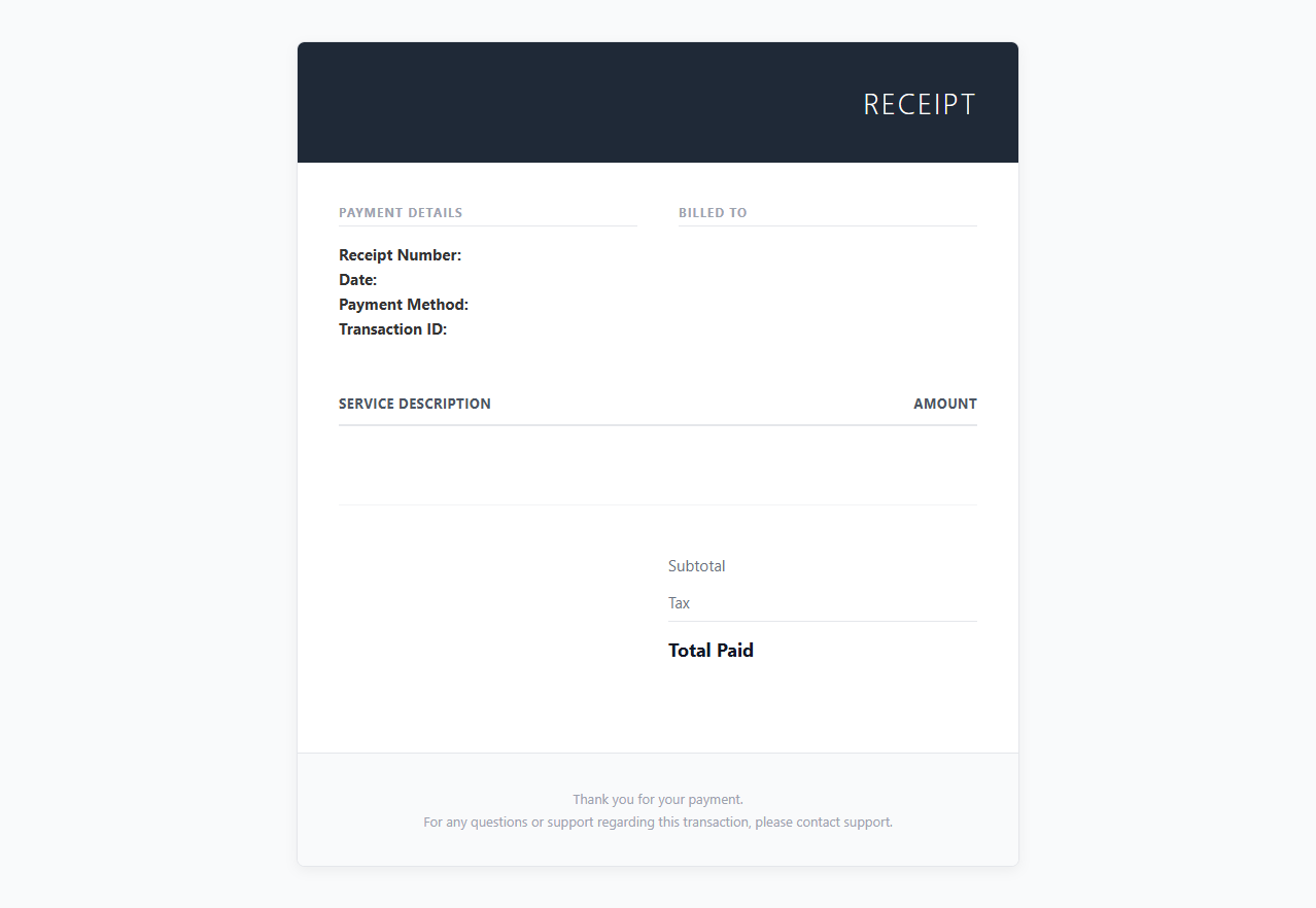 Digital Service Payment Receipt Template