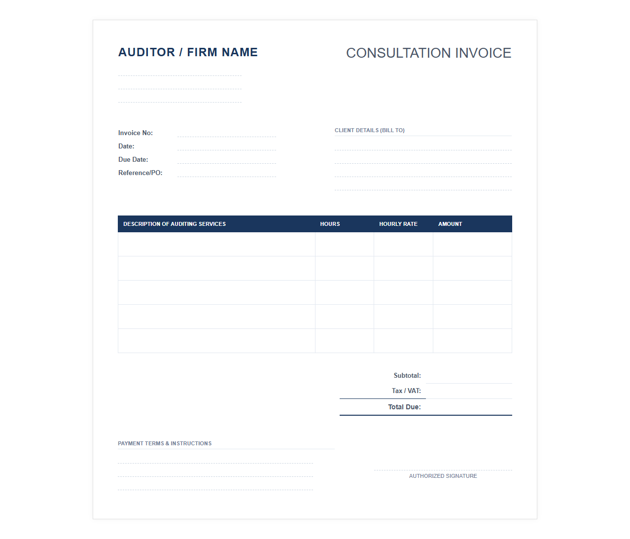 External Auditor Consultation Invoice
