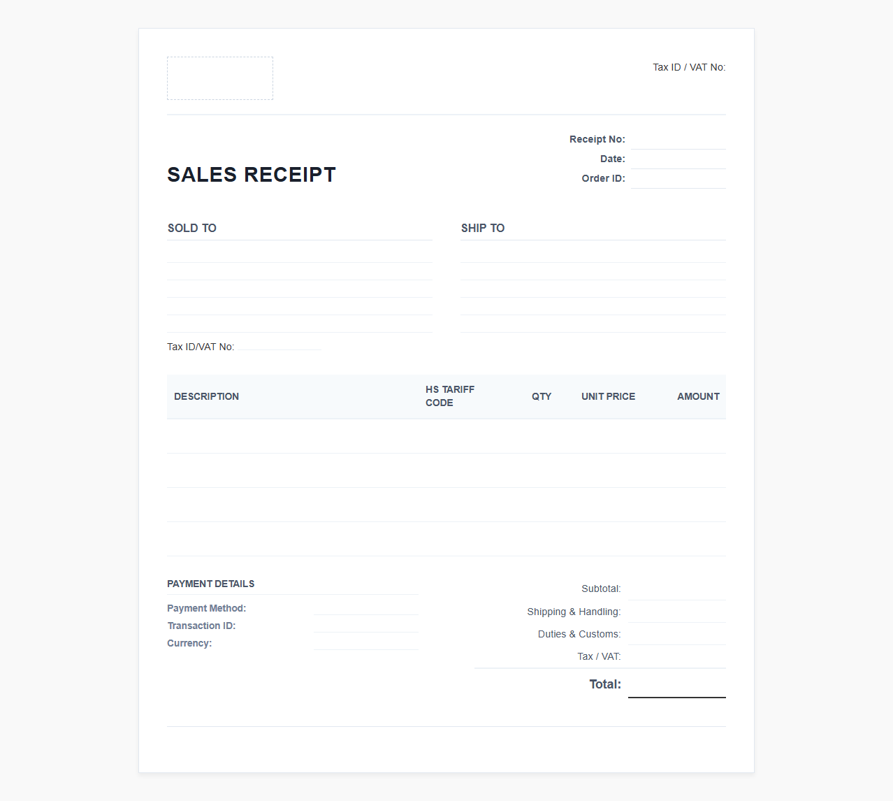Global Ecommerce Sales Receipt Template