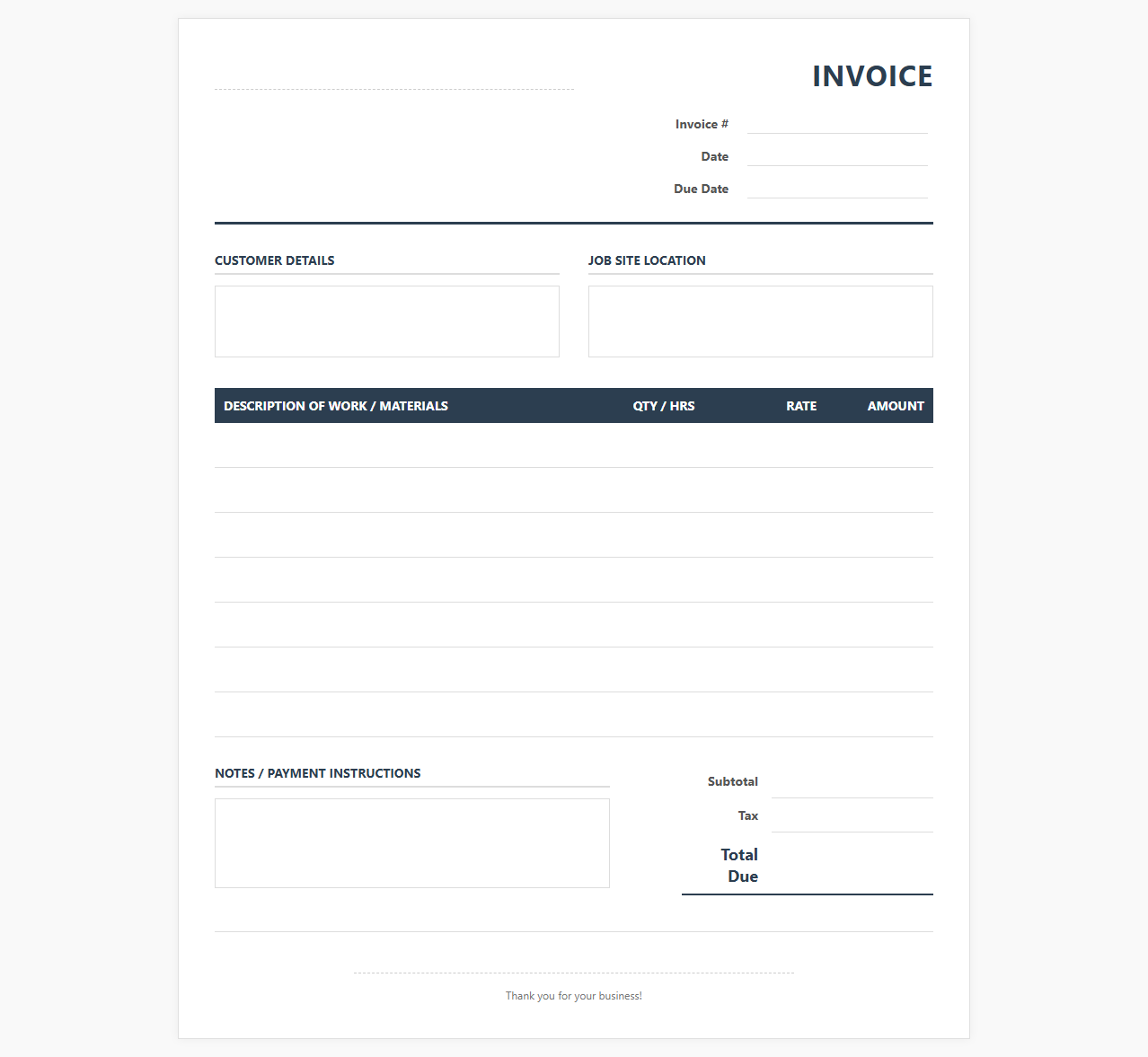 Handyman and Home Maintenance Invoice Template