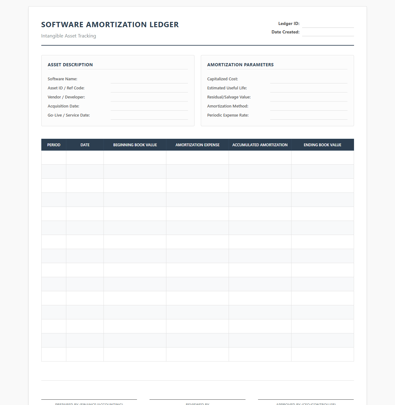 Intangible Asset Software Amortization Ledger