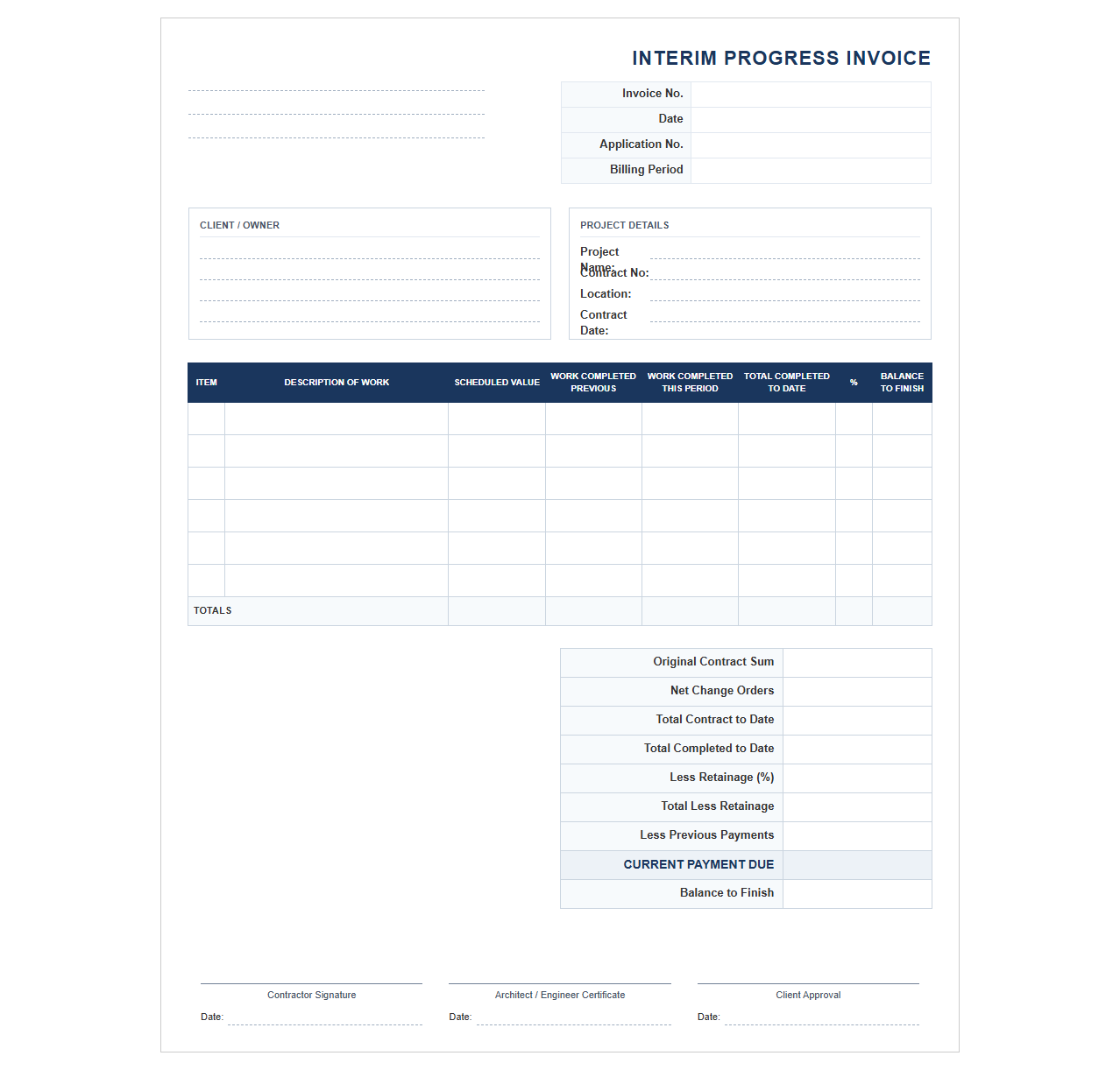 Interim Project Invoice Template