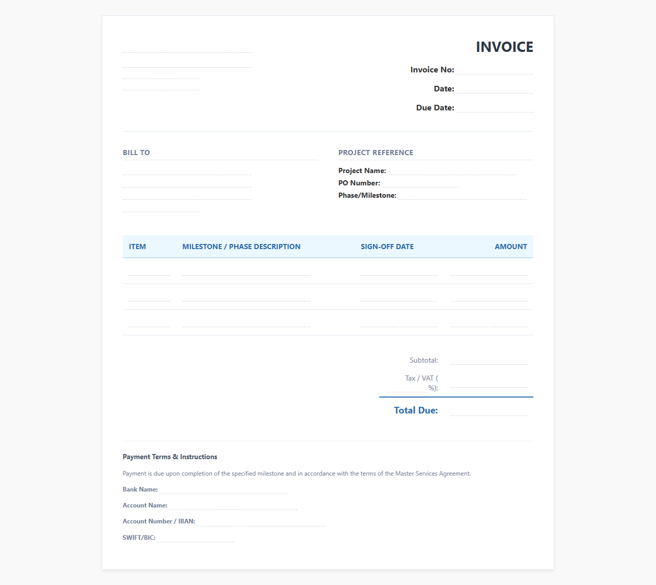 IT Project Phase Completion Invoice