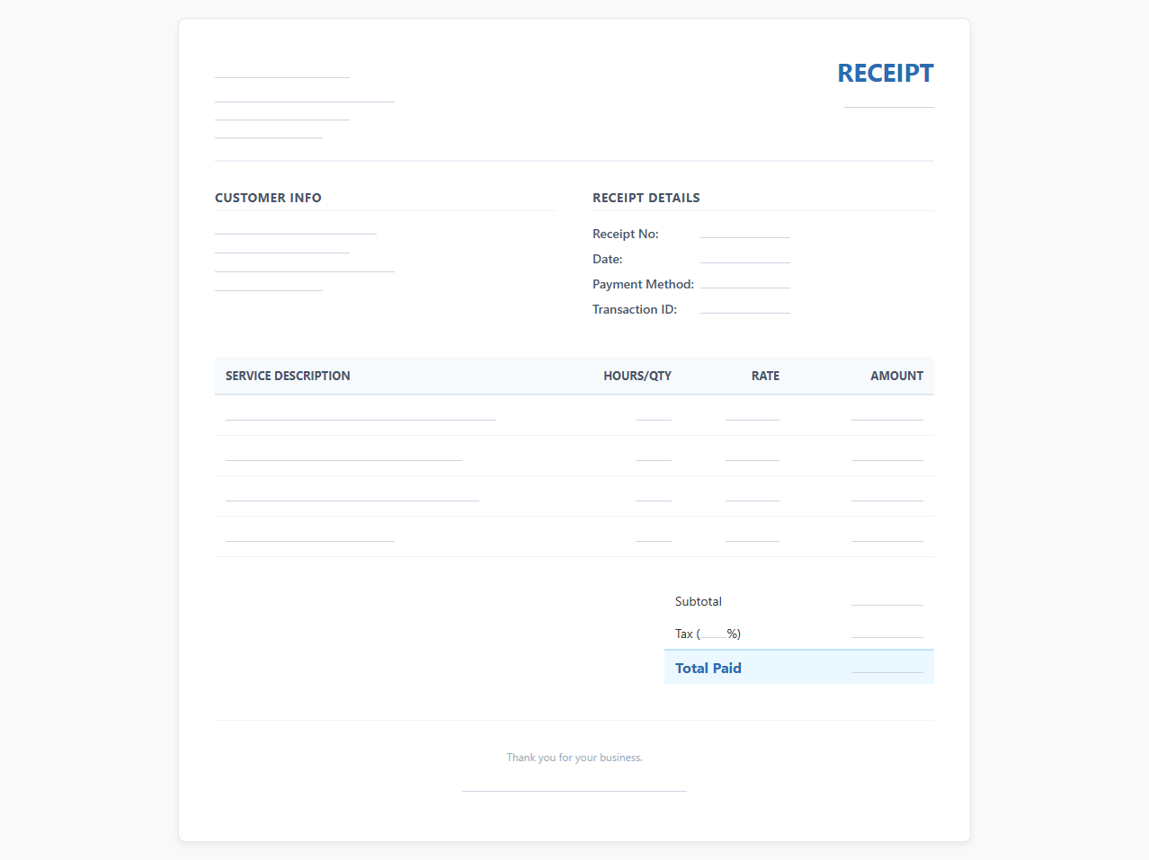 IT Support Services Receipt Template