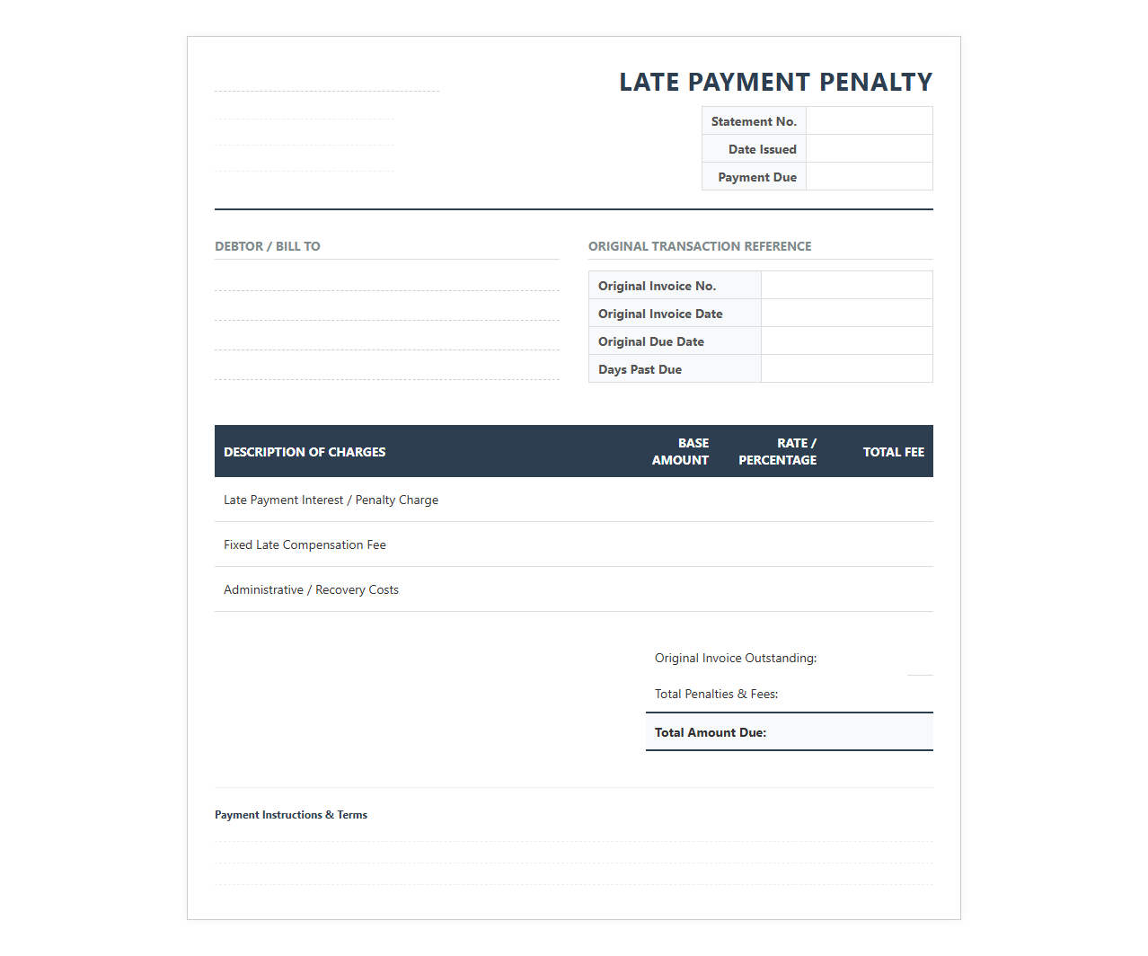 Late Payment Penalty Invoice Template
