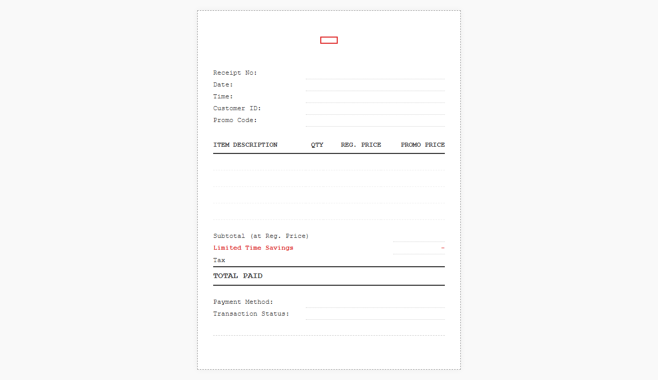 Limited Time Offer Receipt Template