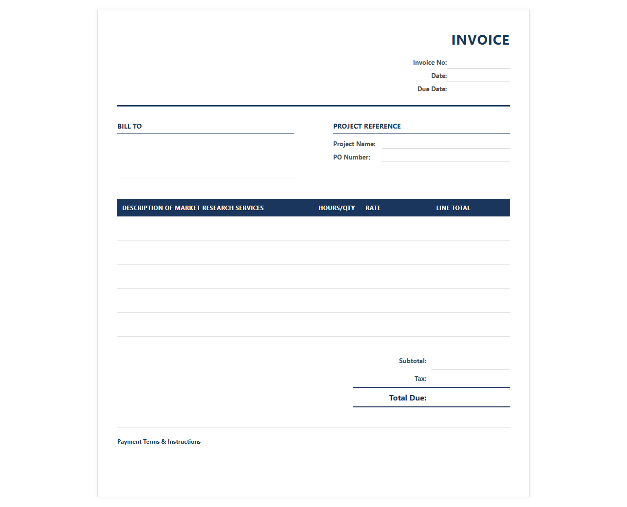 Market Research Services Invoice Template