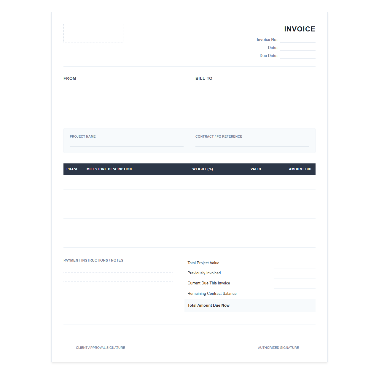 Milestone Billing Invoice Template for Phased Projects