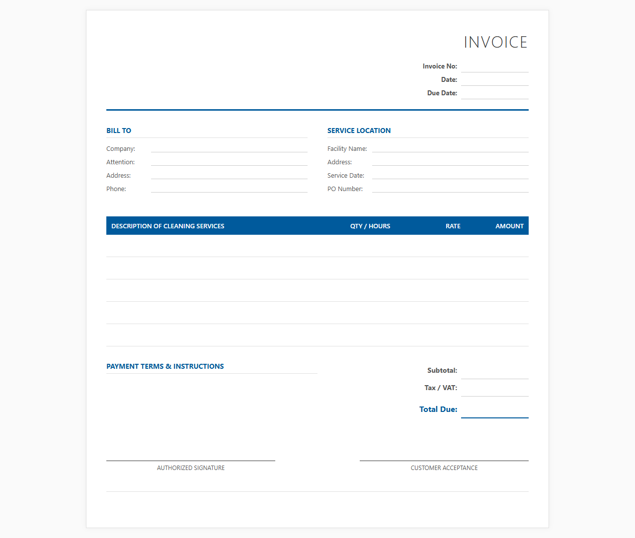 Office Cleaning Services Invoice Template