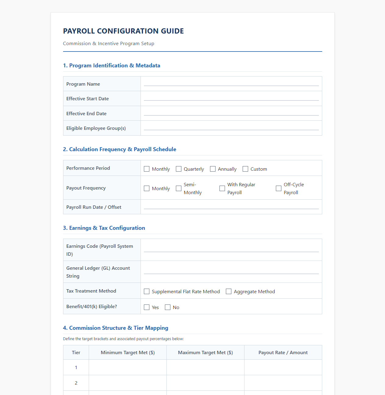 Payroll Configuration Guide for Commission Programs