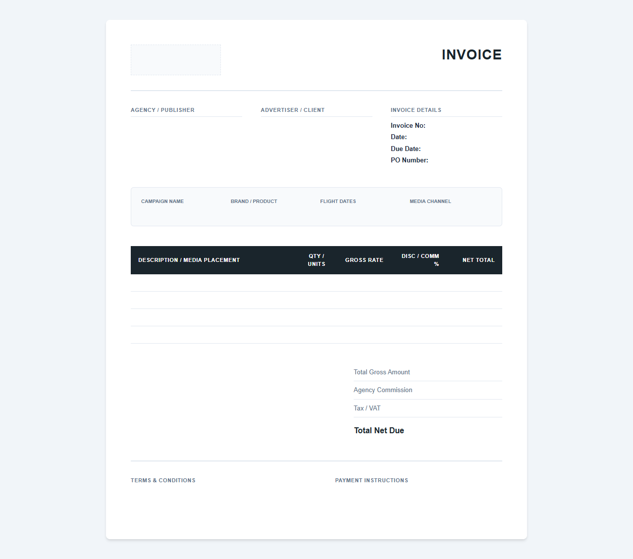 Professional Commercial Promo Invoice Template