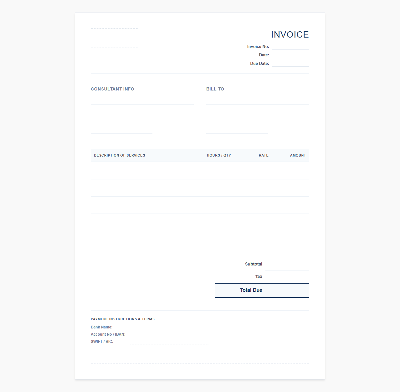 Professional Freelance Consulting Invoice Template
