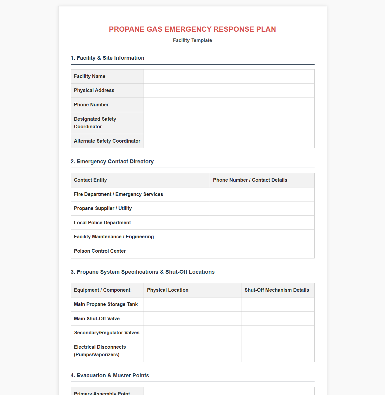 Propane Gas Emergency Response Plan Template