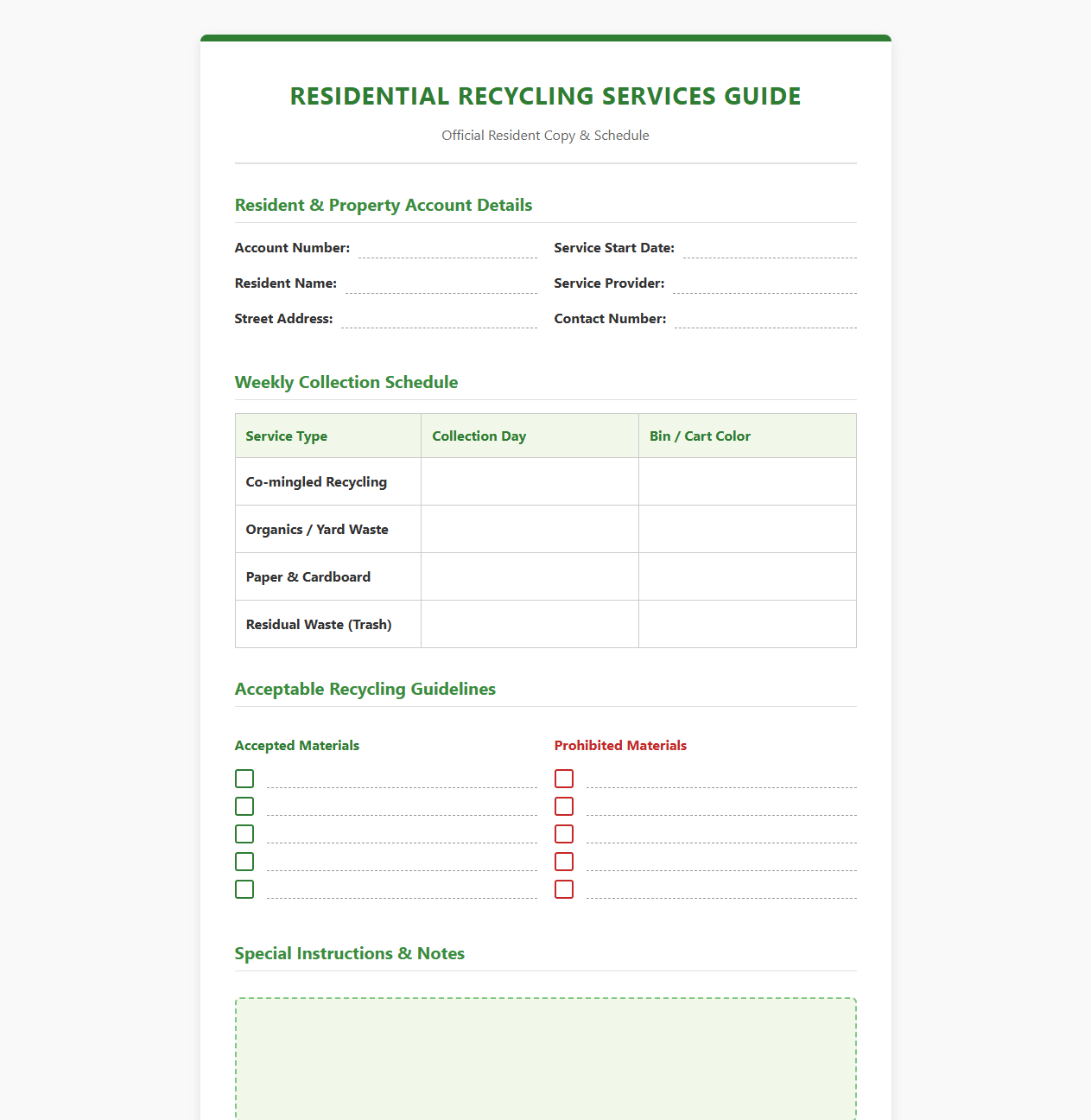 Residential Recycling Services Guide