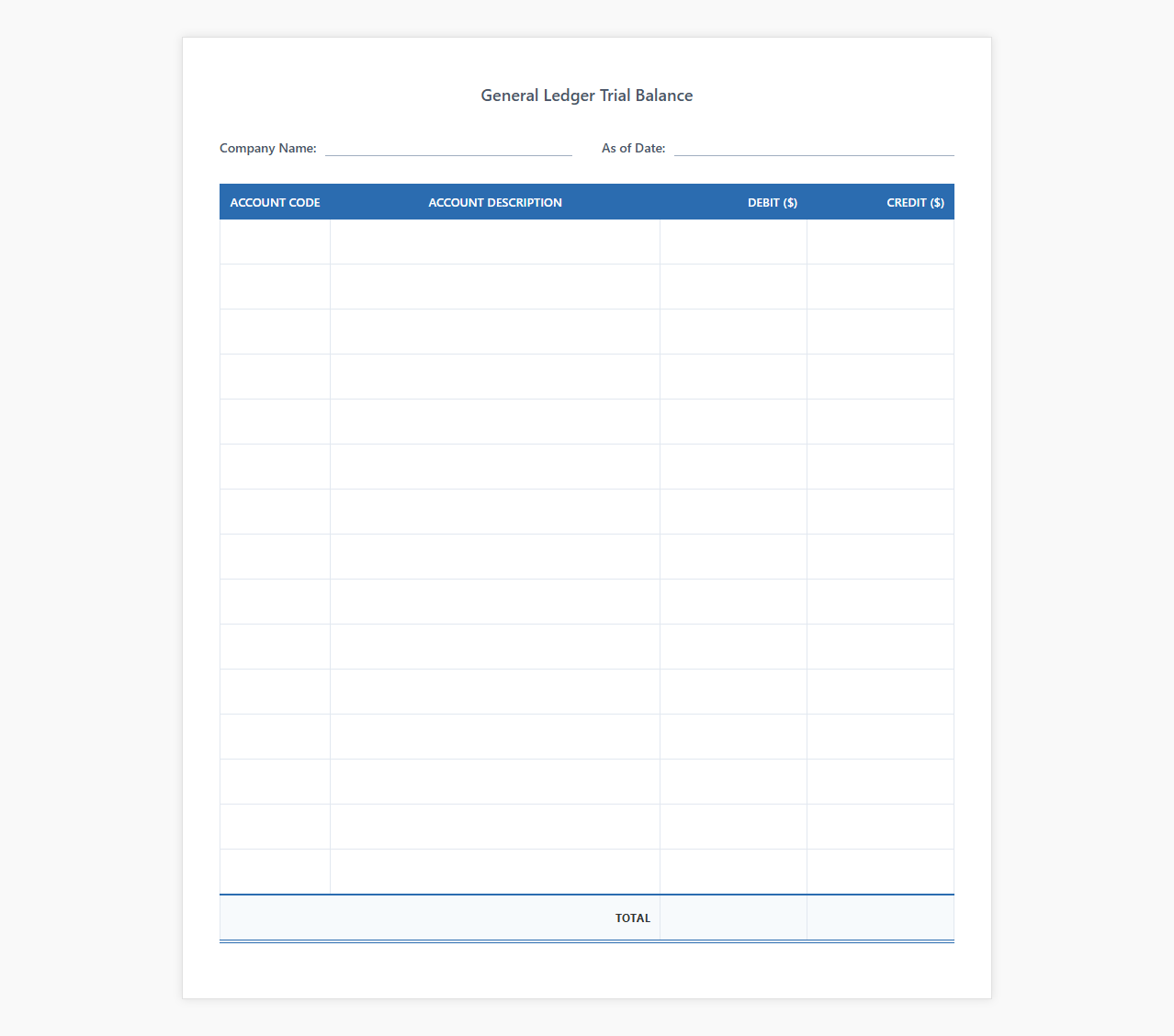 Simple Bookkeeping General Ledger Trial Balance Sheet