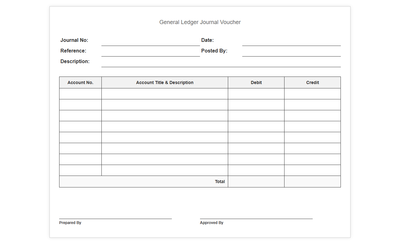 Standard General Ledger Posting Template