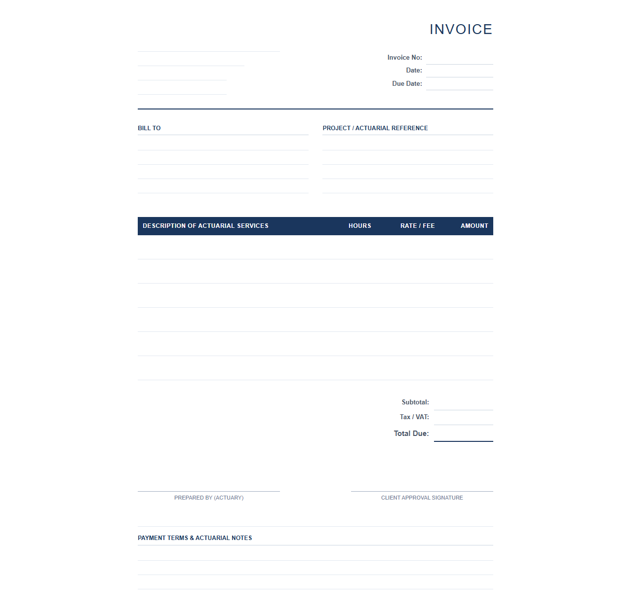 Actuarial Consulting Services Invoice Template