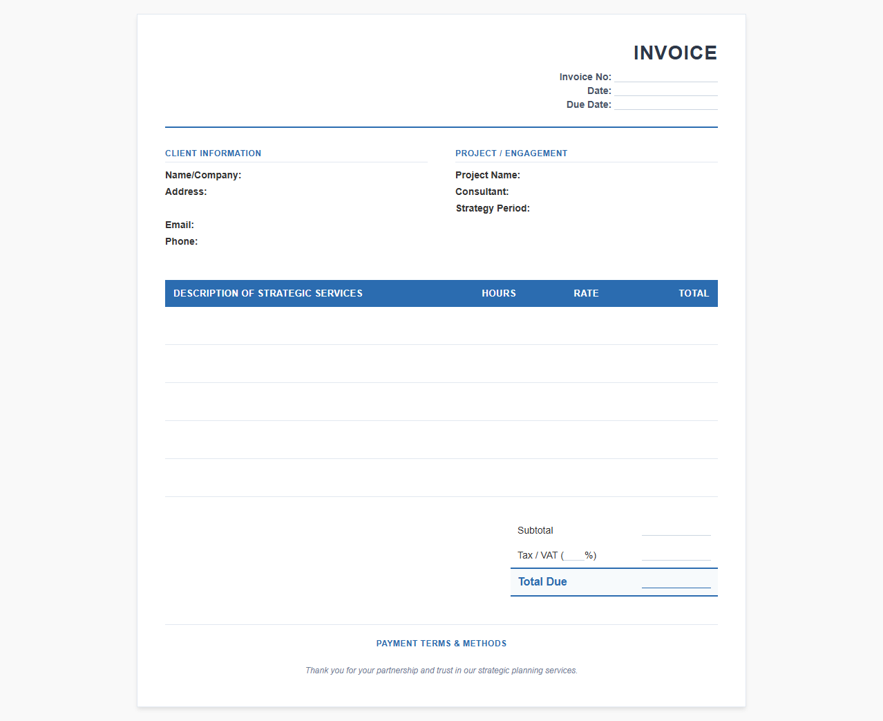 Annual Strategic Planning Consultation Invoice