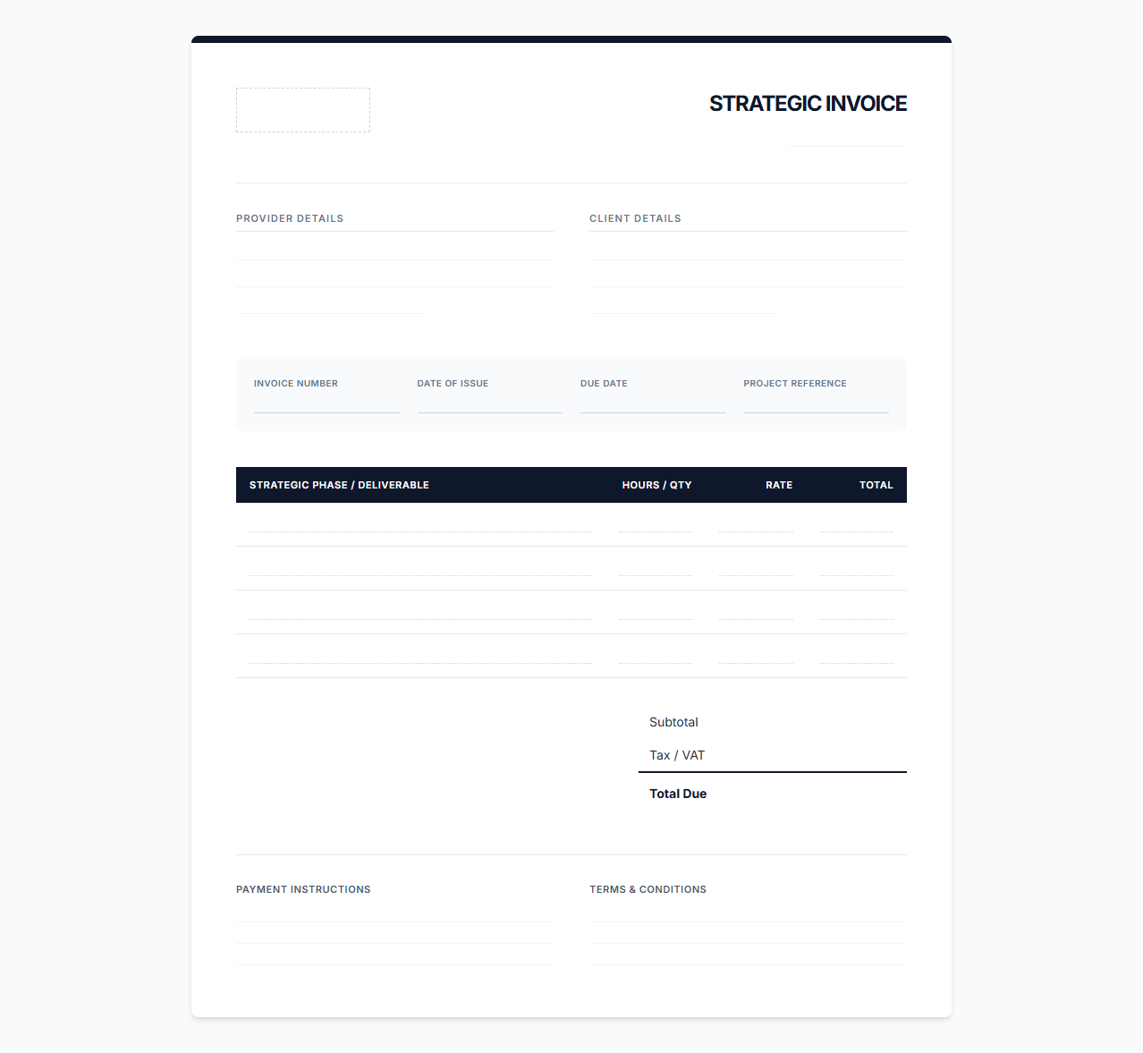 Business Strategy and Planning Invoice Design