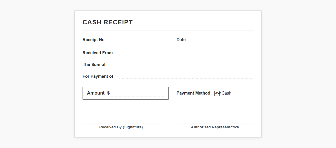 Cash Payment Receipt Template