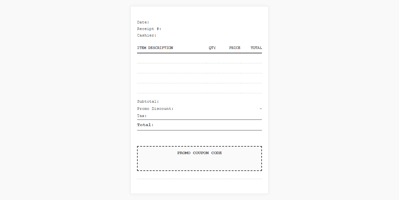 Coupon Discount Sales Receipt Template