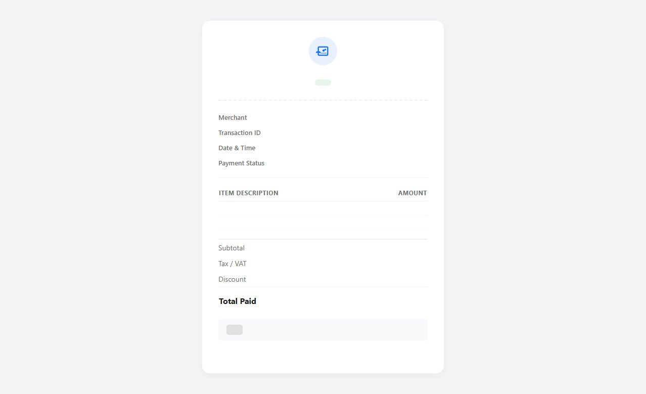 Digital Wallet Purchase Confirmation Receipt