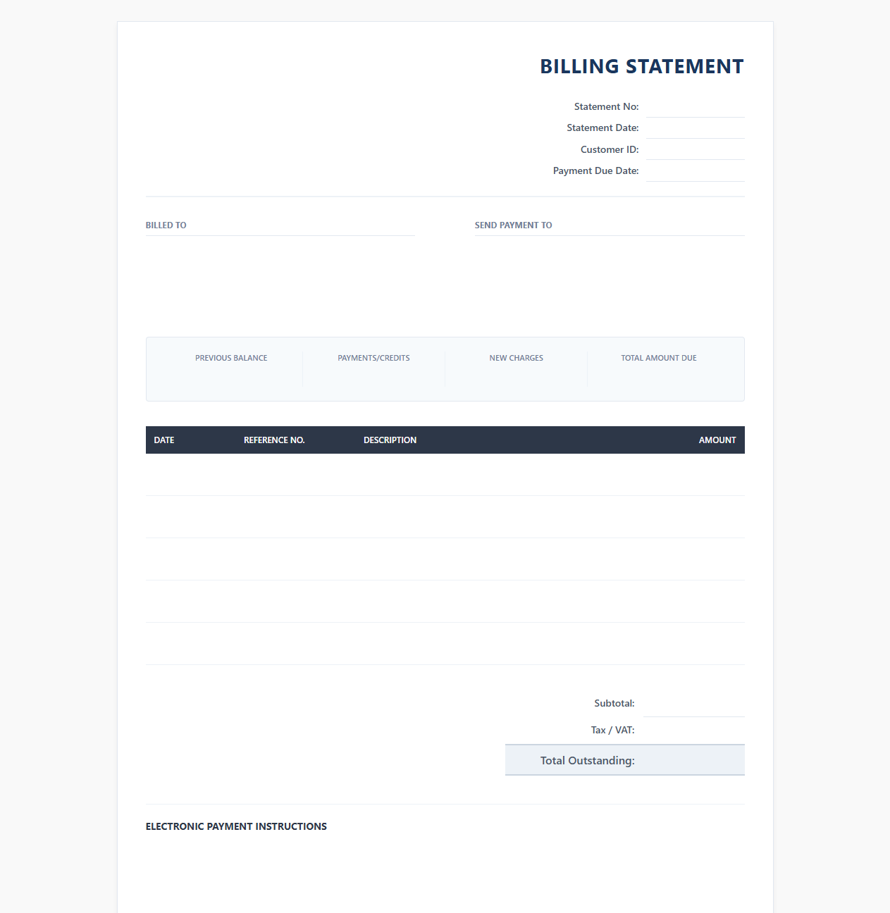 E-Invoice Billing Statement Template