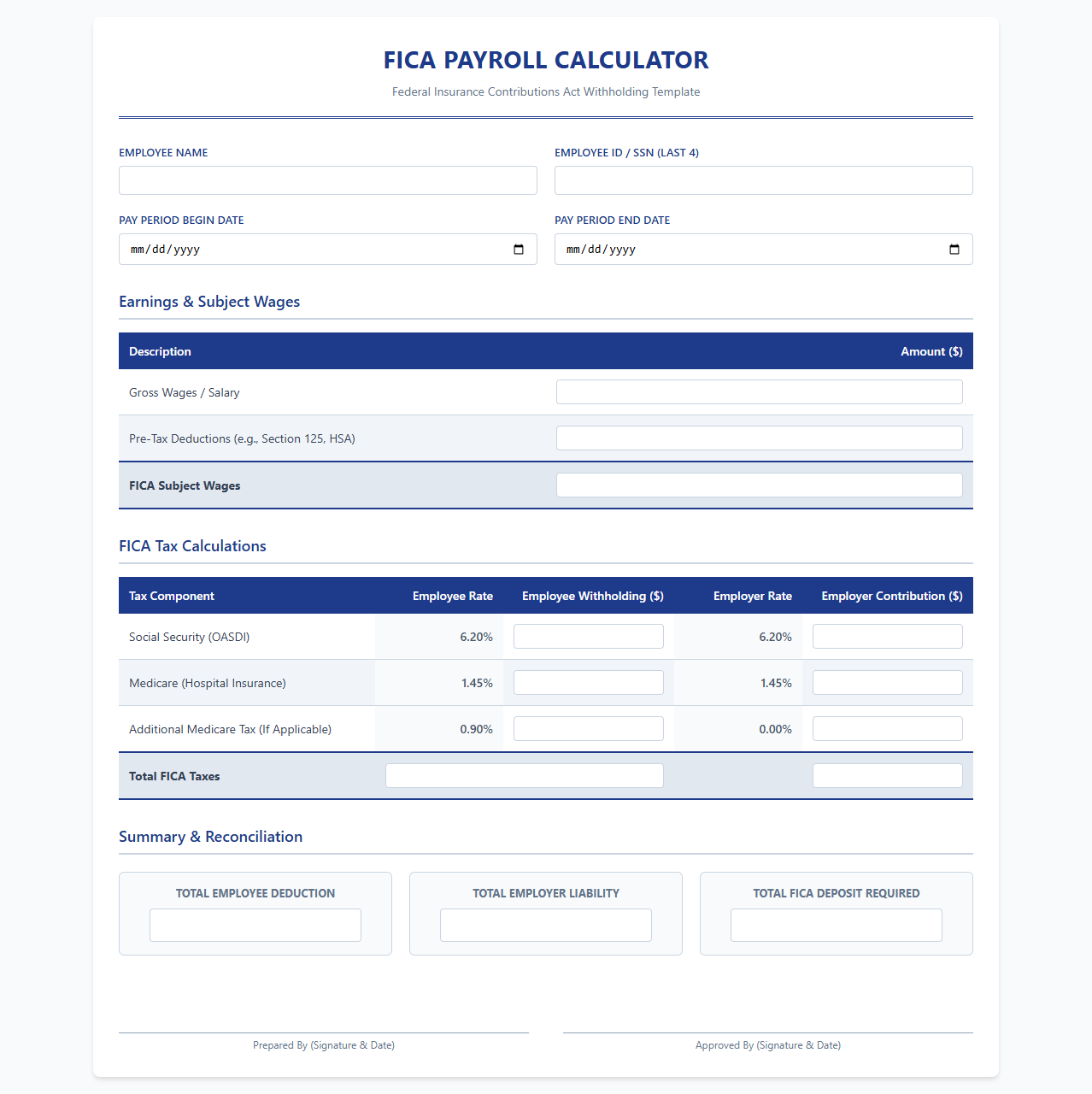Federal Insurance Contributions Act Payroll Calculator