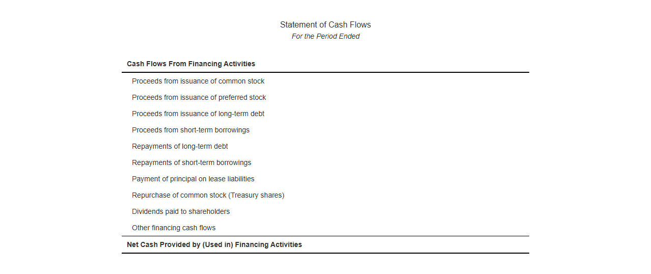 Financing Section Cash Flow Statement Format